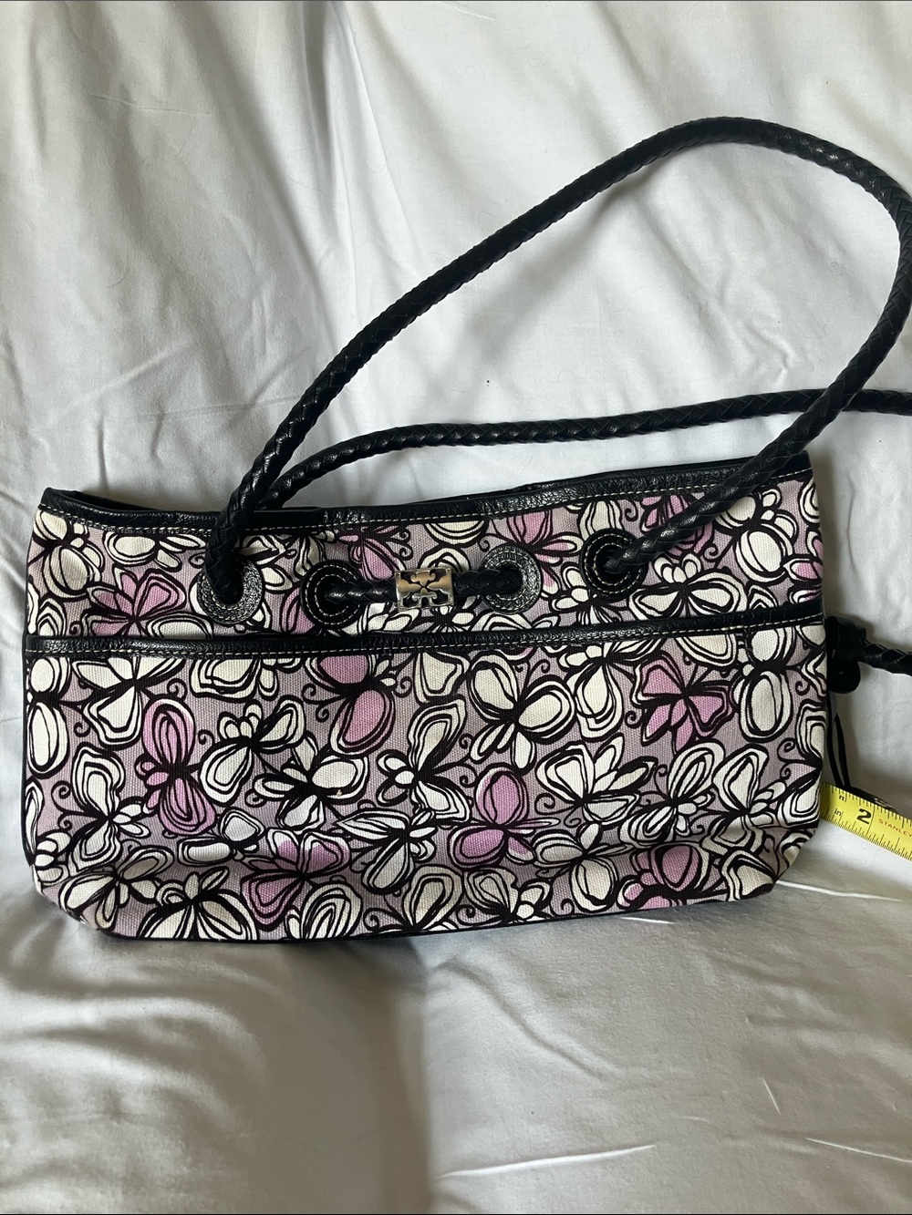 Brighton Floral Shoulder Bag in Pink, Black, White, and Cream